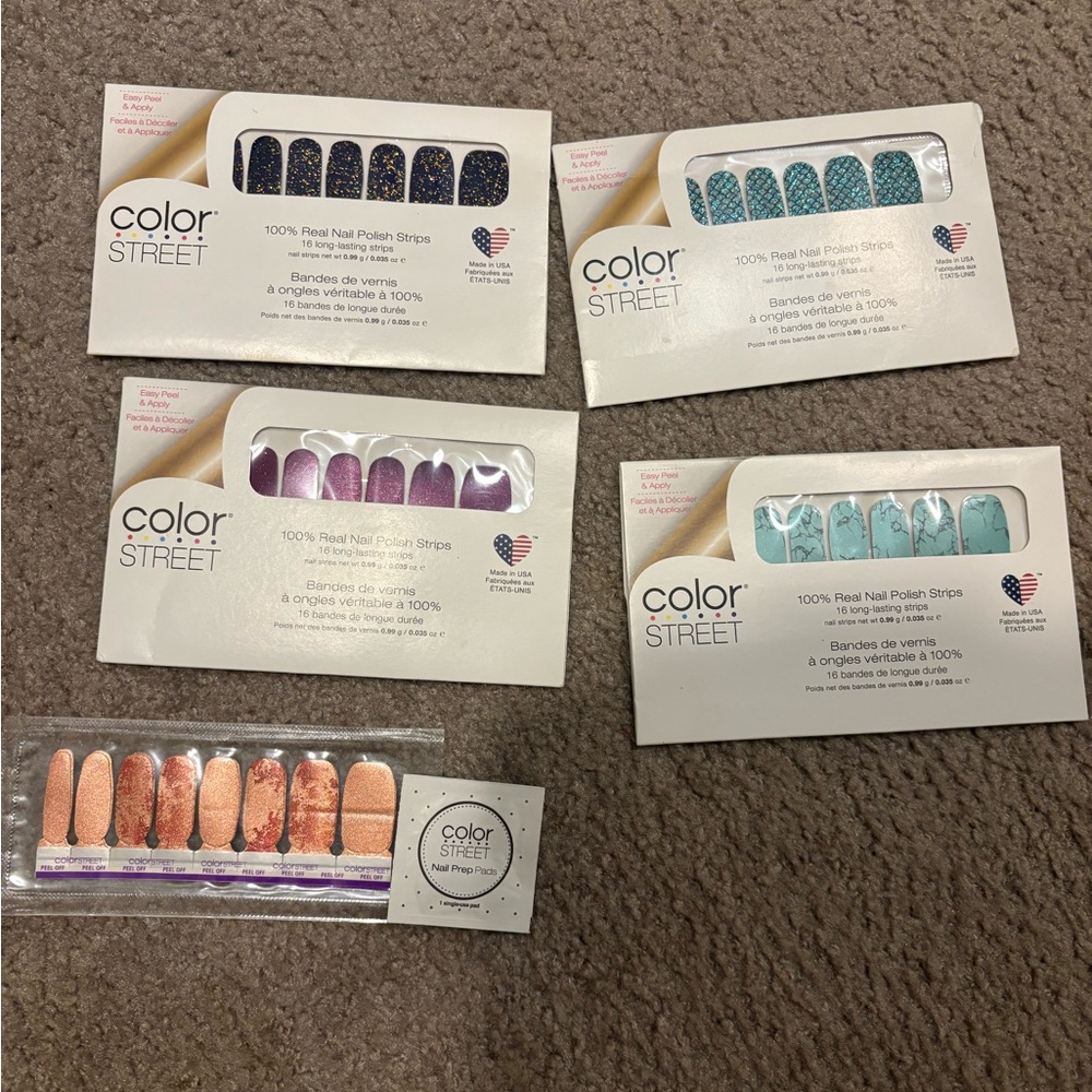 Color Street Glittery Blue Nail Strips 5 sets
